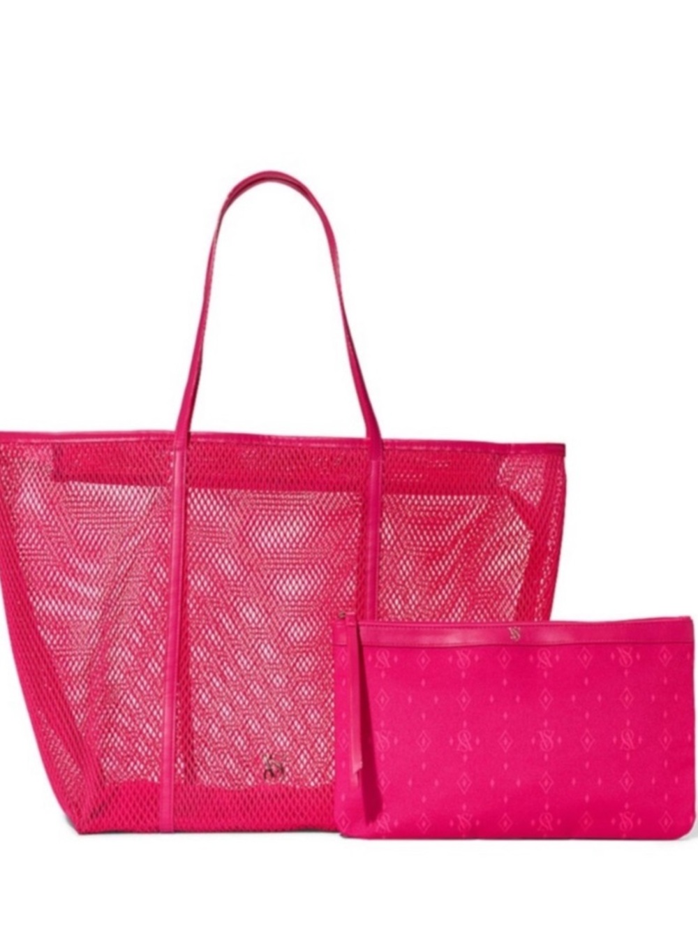 NWT VS Victorias Secret Pink Mesh Beach Bag Tote with Pouch
